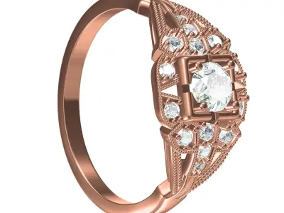Antique Art Deco Vintage Ring 2 3D print model