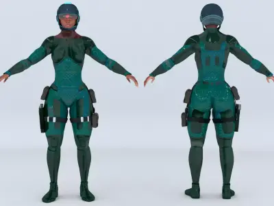 Futuristic Soldier Guardian 3D model