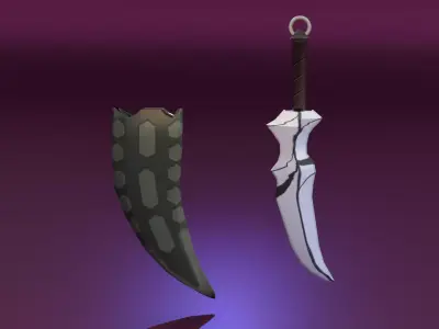 Low poly dagger with scabbard Low-poly 3D model