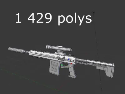 no brand low poly sniper rifle Low-poly 3D model