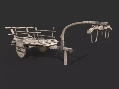 Medieval Environment Props 2 Carts  Wagons Pack Low-poly 3D model