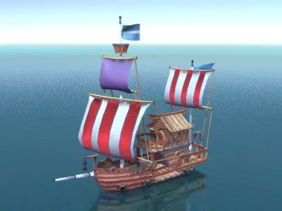 Stylized European Ships Low-poly 3D model