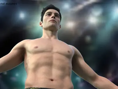 UFC MMA Fighter Character A-Pose Fur 3D model