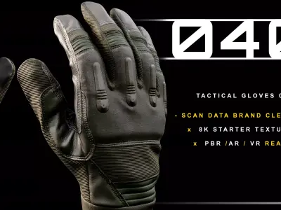 Tactical Gloves 040 Low-poly 3D model