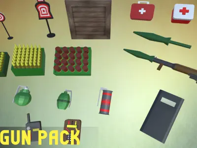 Simple Gun Pack Low-poly 3D model