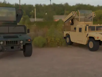 humvee military vehicle with two missiles Free 3D model