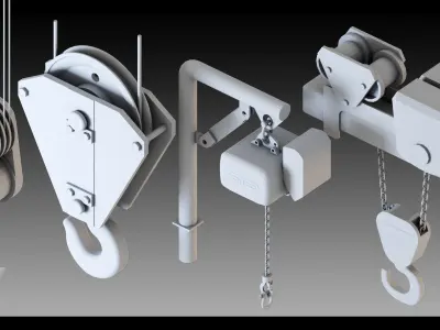 16 Overhead Cranes- Vol 01- High detail 3d models Low-poly 3D model