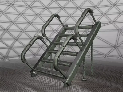 Sci-Fi Stairs - 28 - Green Version Low-poly 3D model