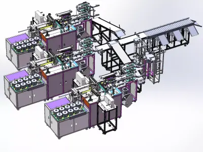 Vacuum packaging machine packaging and sorting line 3D model