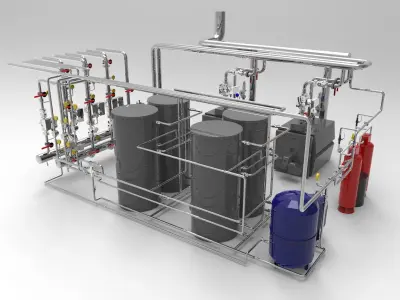Industrial Boiler Room 3D model buy