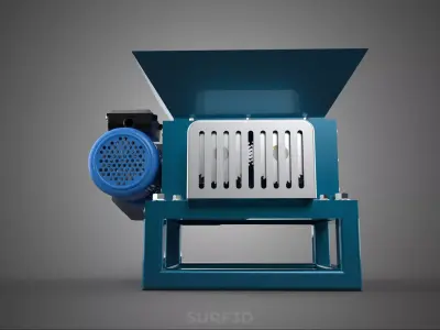 HOPPER SHARP INTERLOCKING ROTARY BLADE SHREDDER CRUSHER MACHINE 3D model