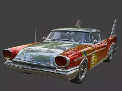Vintage Atompunk Nuclear Tailfin Cruiser 3D Model Low-poly 3D model