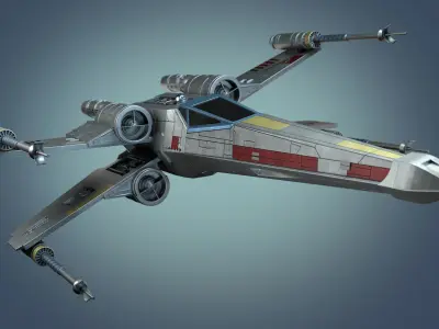 StarWars X Wing Fighter Rigged 3D model