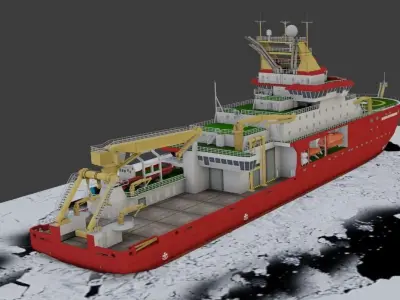 Antarctic Research vessel 3D model Low-poly 3D model