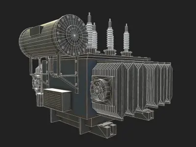 HQ PBR Power Transformer Low-poly 3D model
