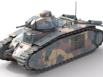 Char B1 French Heavy Tank Low-poly 3D model