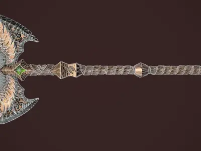 Rune two handed poleaxe Low-poly 3D model