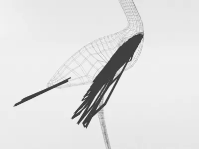 Stork bird in flight Low-poly 3D model