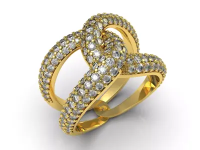 Antique Intertwin Diamond Cocktail Ring 3D print model