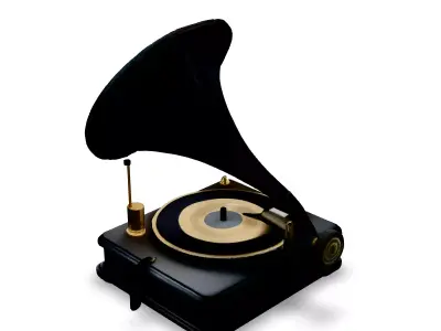 Vintage Gramophone 3D Model Low-poly 3D model