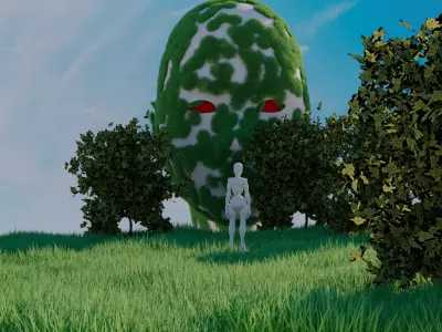 Sci-fi Futuristic forest style Low-poly 3D model