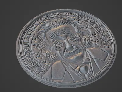 Albert Einstein Medallion 3D print model buy