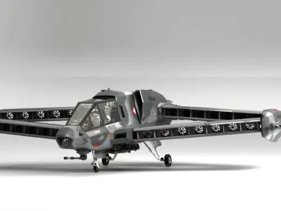 eVTOL Attack Aircraft K21-Concept Design Low-poly 3D model