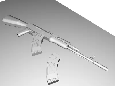 AK 47 Low-poly 3D model 5
