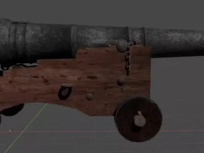 Old pirate ship cannon Low-poly 3D model