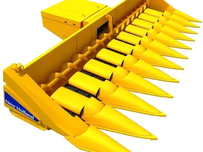 Yellow Combine Threshing 2 3D model