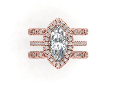 Marquise Ring Bridal Set 3D print model