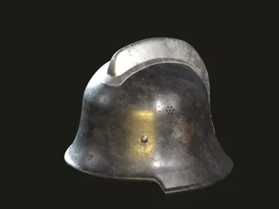 German firefighter Helmet Low-poly 3D model