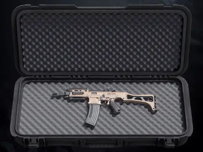 SM-K Assault Rifle With Hands And Weapon Case Low-poly 3D model