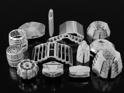 Futuristic Hard Surface Abstract Pieces 3D model