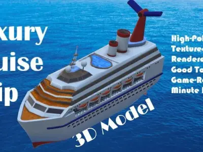 Luxury Cruise Ship 3D Model Fully Textured Low-poly 3D model
