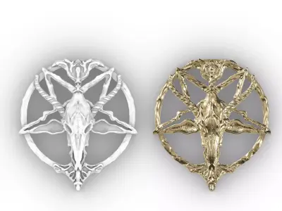 PENTAGRAM WITH SKULL 3D print model