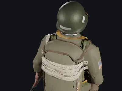 World War 2 - US Paratrooper - Rigged Low-poly 3D model