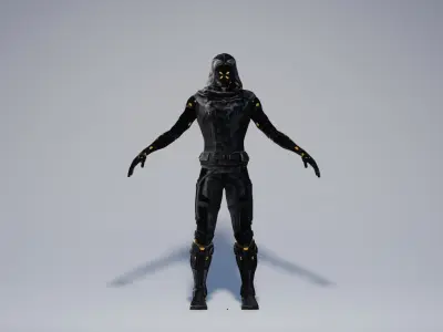 Fully rigged low poly cyborg Low-poly 3D model