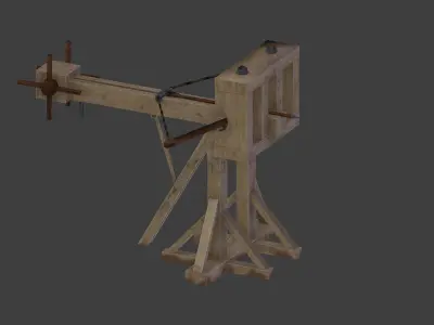 Lowpoly Ballista wooden machine Free low-poly 3D model