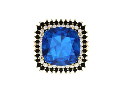 Cushion Solitaire Art deco Ring 3D print model 9