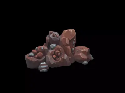Low Poly Stylized Copper Ore Deposit Low-poly 3D model