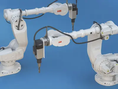 ABB IRB 7600 with Drilling Tool White Rigged for Cinema 4D 3D model