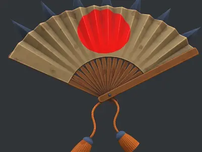 Stylized Japanese War Fan Pbr Low-poly 3D model