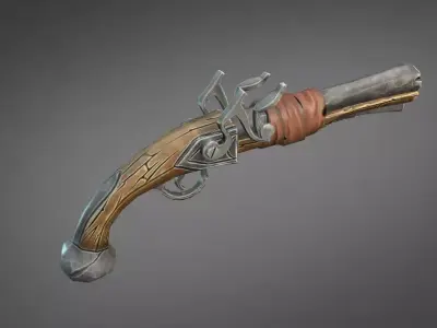 Stylized pirate pistol Free low-poly 3D model