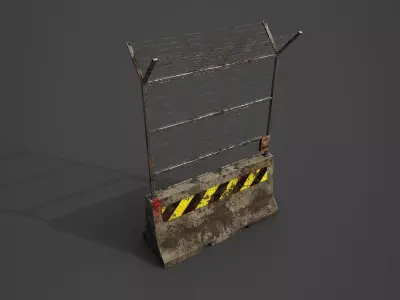 Concrete barrier  Low-poly 3D model 6