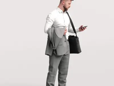 Humano Traveling Man with phone and bag 2206-7 3D model