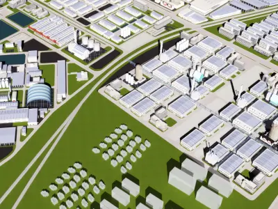 of Park Industrial View Birds-eye 3D model purchase