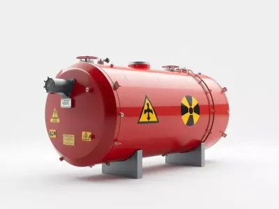 Industrial Hazard Tank model pack with warning signs Low-poly 3D model