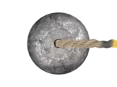 A Round Bomb Grenade with wick Low-poly 3D model