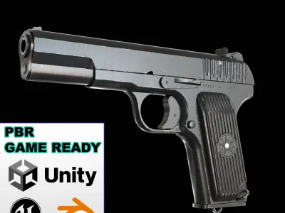 TT 33 Tokarev pistol Low-poly 3D model purchase